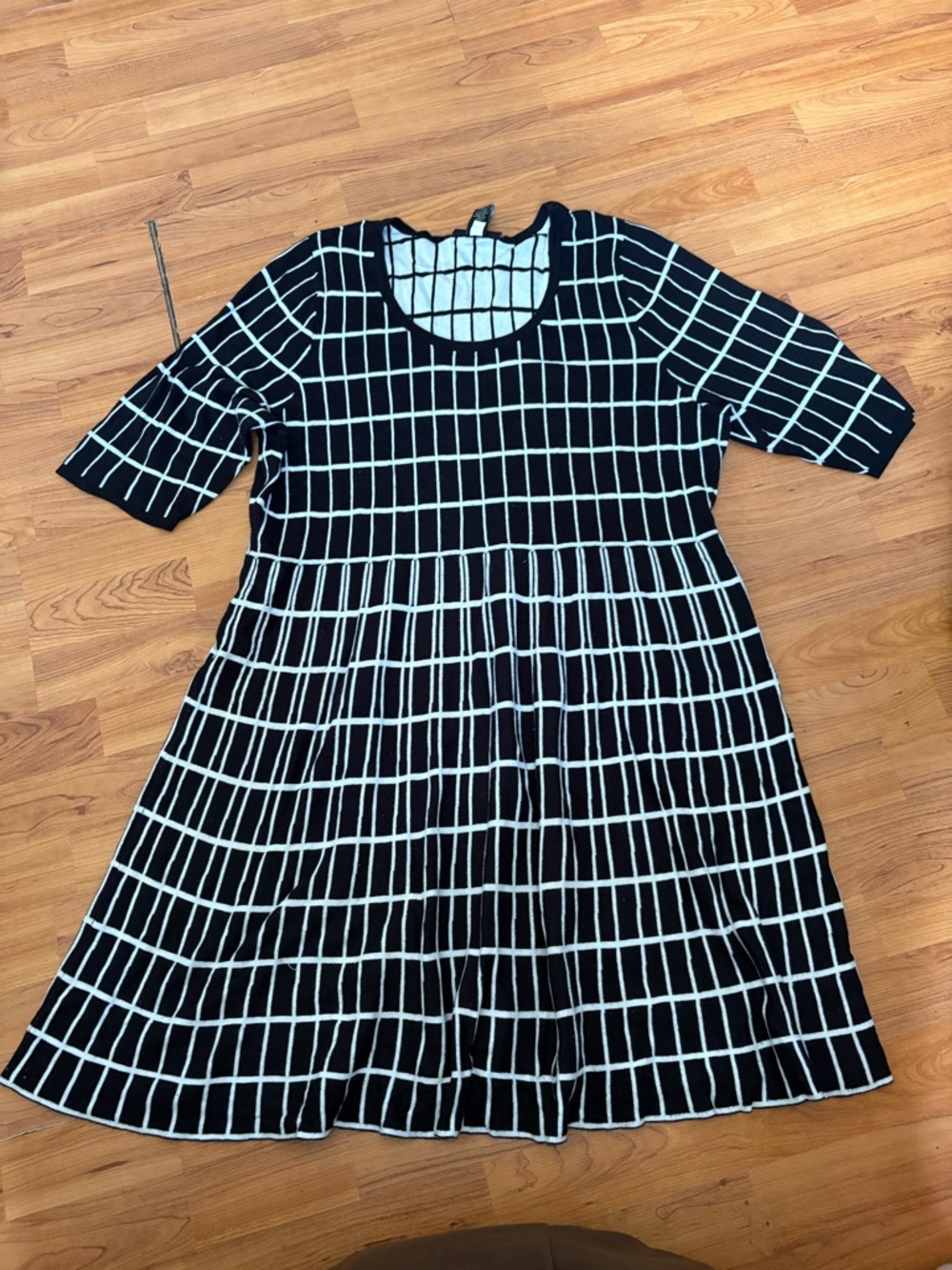 Lane Bryant Black and White Grid Sweater Dress